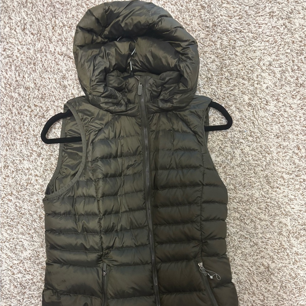 lululemon athletica Olive Green Quilted Hooded Down Vest